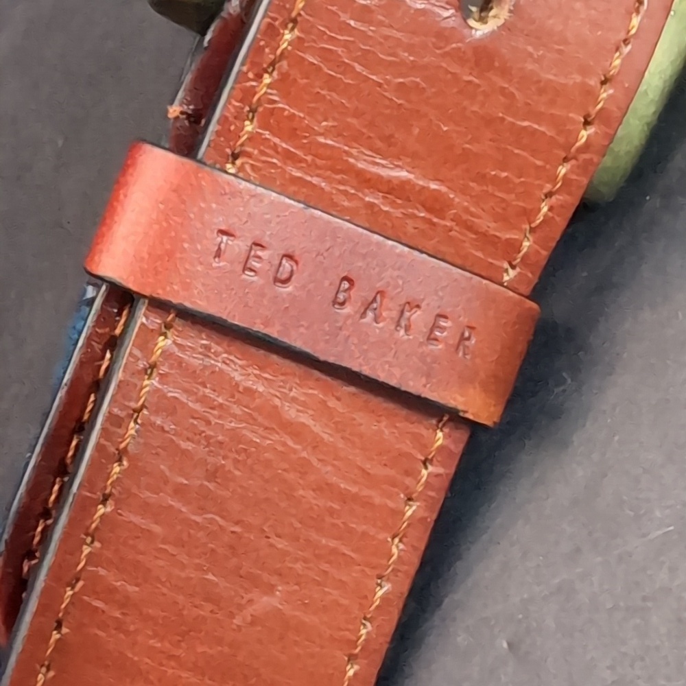 Ted Baker Men's Stretch Blue Woven/Leather Belt,S/M. - Picture 3 of 9